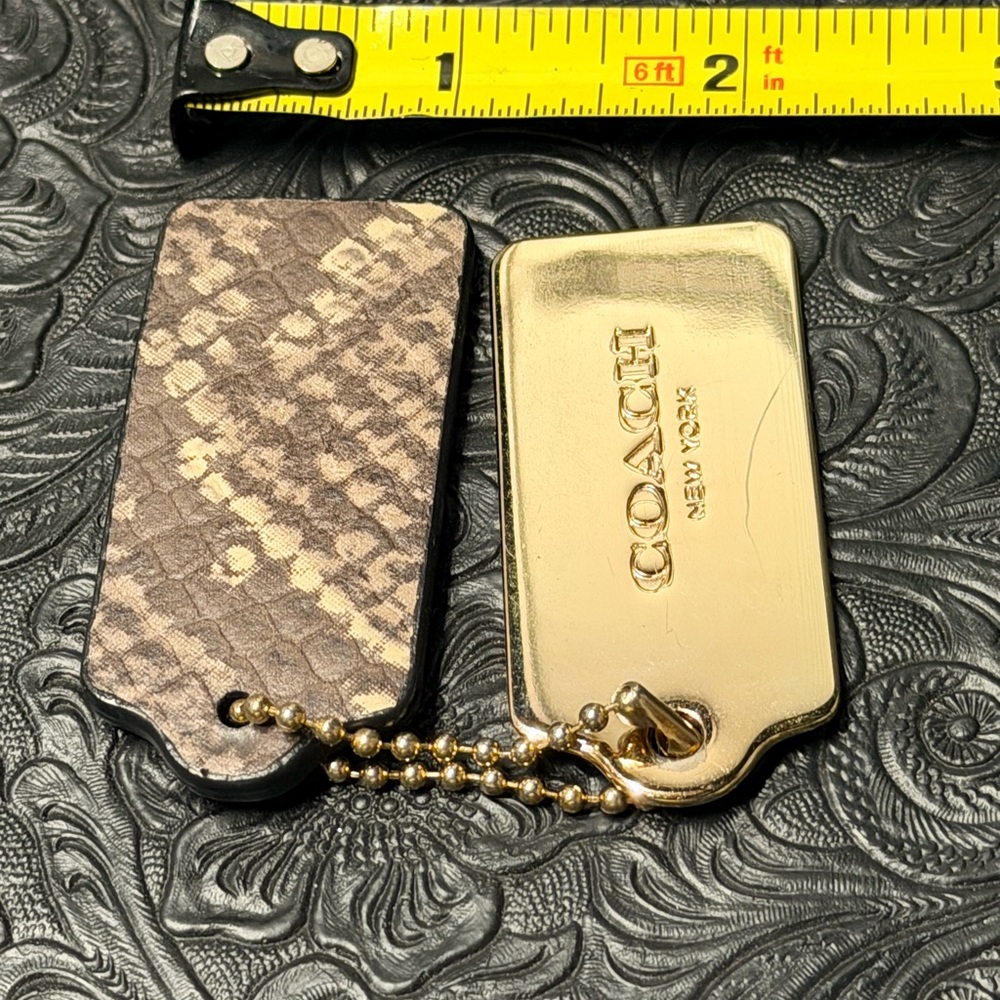 Coach Black Leather Tag with Python Print in Gold… - image 6